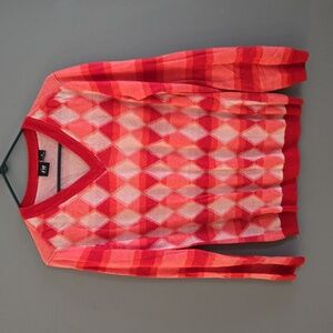 Cute argyle sweater with striped sleeves